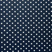 White Eraser Polka Dots on Navy Nylon Spandex Swimsuit Fabric