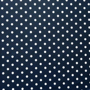 White Eraser Polka Dots on Navy Nylon Spandex Swimsuit Fabric