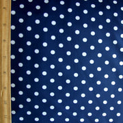 White Eraser Polka Dots on Navy Nylon Lycra Swimsuit Fabric