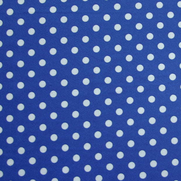 White Eraser Polka Dots on Royal Blue Nylon Lycra Swimsuit Fabric
