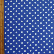 White Eraser Polka Dots on Royal Blue Nylon Lycra Swimsuit Fabric