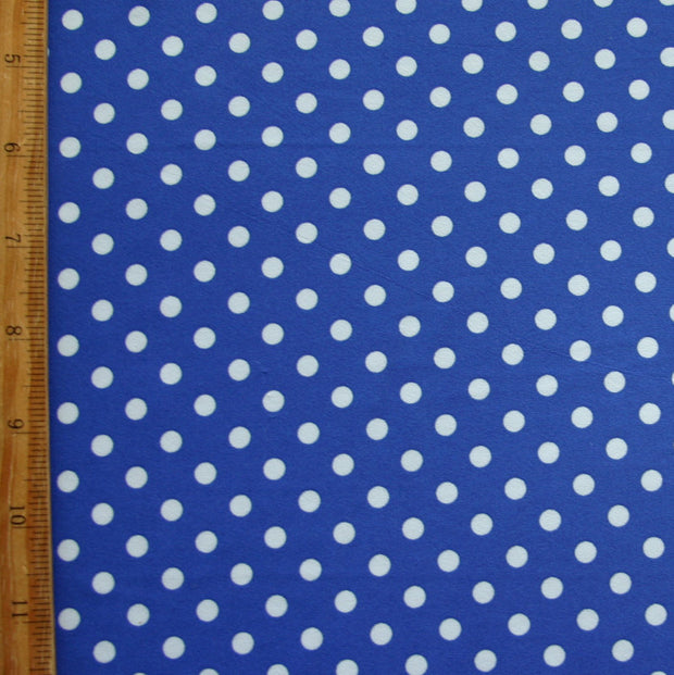 White Eraser Polka Dots on Royal Blue Nylon Lycra Swimsuit Fabric