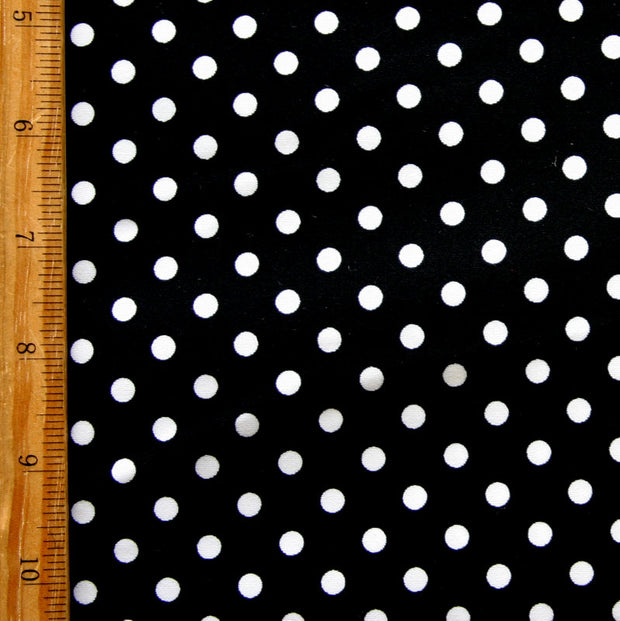 White Aspirin Dots on Black Nylon Lycra Swimsuit Fabric