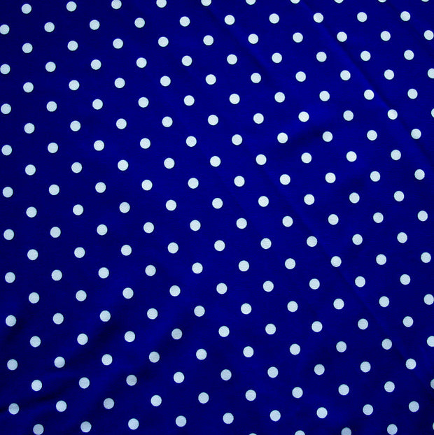 White Eraser Polka Dots on Dark Royal Nylon Lycra Swimsuit Fabric