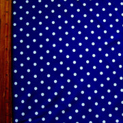 White Eraser Polka Dots on Dark Royal Nylon Lycra Swimsuit Fabric