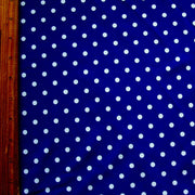 White Eraser Polka Dots on Dark Royal Nylon Spandex Swimsuit Fabric