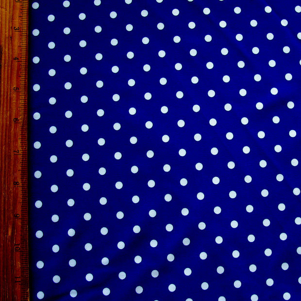 White Eraser Polka Dots on Dark Royal Nylon Lycra Swimsuit Fabric