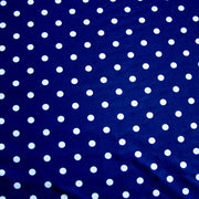 White Eraser Polka Dots on Navy Nylon Lycra Swimsuit Fabric