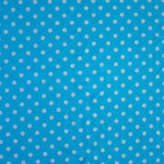 White Eraser Polka Dots on Turquoise Blue Nylon Lycra Swimsuit Fabric