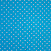 White Eraser Polka Dots on Turquoise Blue Nylon Lycra Swimsuit Fabric