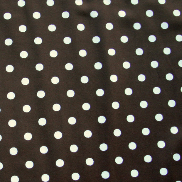 White Eraser Polka Dots on Brown Nylon Lycra Swimsuit Fabric