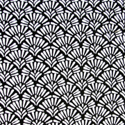 White Fans on Black Nylon Lycra Swimsuit Fabric