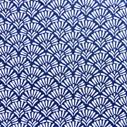 White Fans on Navy Nylon Lycra Swimsuit Fabric