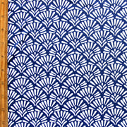 White Fans on Navy Nylon Lycra Swimsuit Fabric