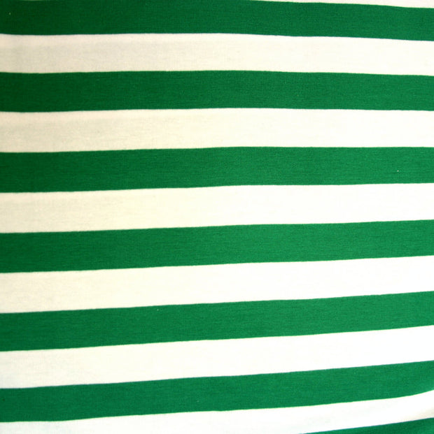 Green and White 6/8" Stripe Knit Fabric