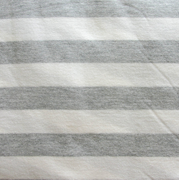 Grey and Off White 1" Stripe Cotton Knit Fabric - Seconds - Not Quite Perfect