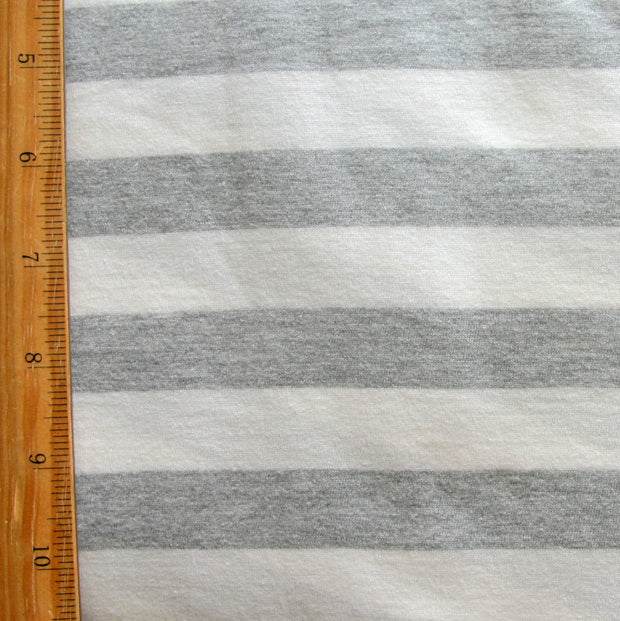 Grey and Off White 1" Stripe Cotton Knit Fabric - Seconds - Not Quite Perfect