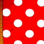 Jumbo White Polka Dots on Red Nylon Lycra Swimsuit Fabric