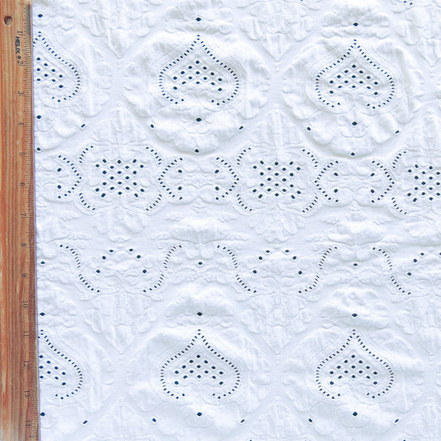 White Lace Look Nylon Spandex Swimsuit Fabric - 31" Remnant