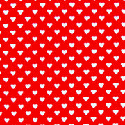 Dainty White Hearts on Red Cotton Lycra Knit Fabric