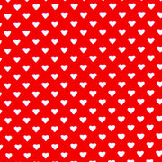 Dainty White Hearts on Red Cotton Lycra Knit Fabric