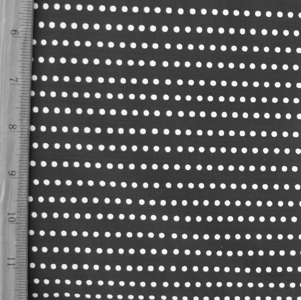 White Mini Dots on Black Swimsuit Fabric - 34" Remnant Piece