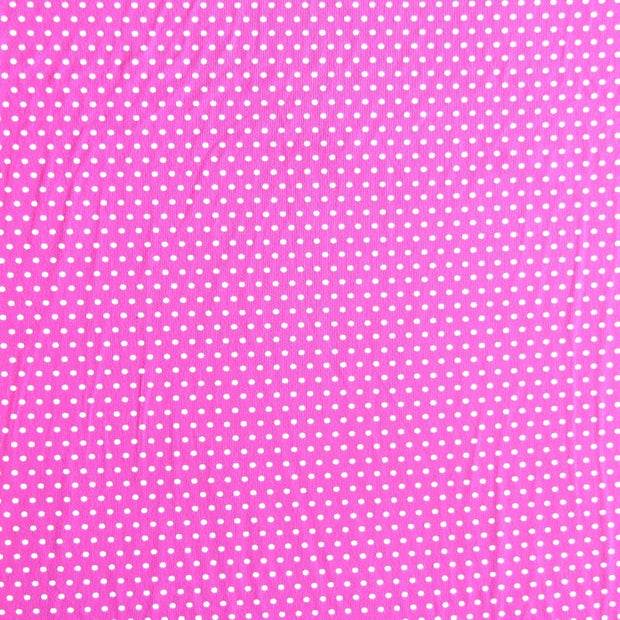 White Pindots on Jazzberry Pink Nylon Spandex Swimsuit Fabric