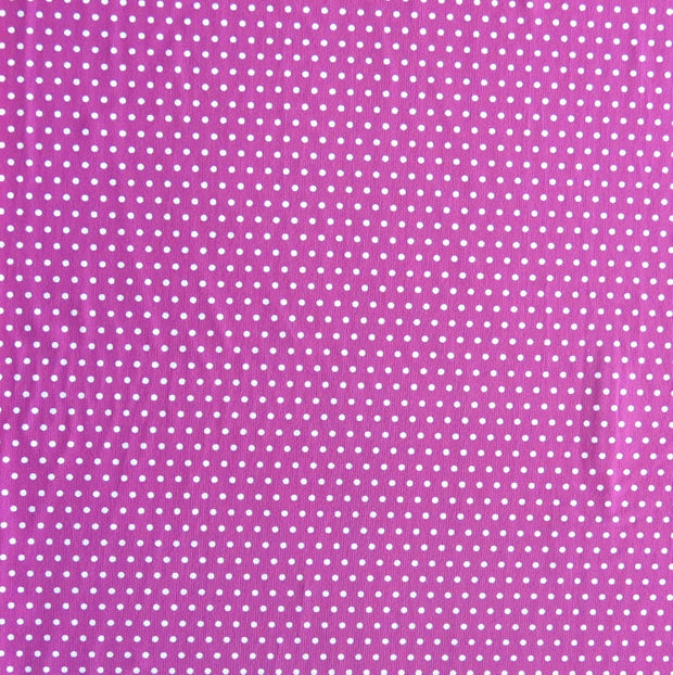 White Pindots on Fuchsia Nylon Spandex Swimsuit Fabric