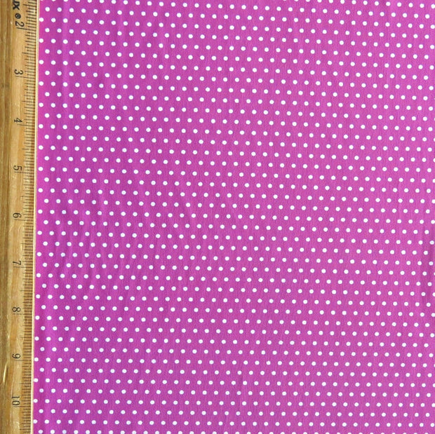 White Pindots on Fuchsia Nylon Spandex Swimsuit Fabric