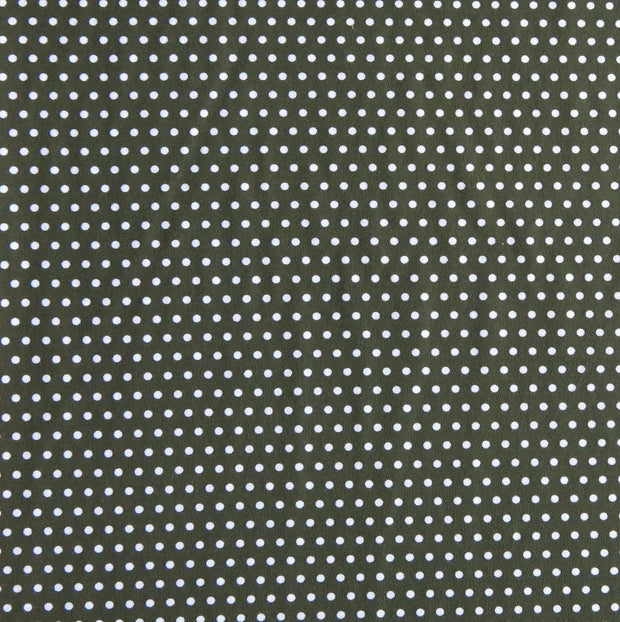 White Pindots on Olive Nylon Spandex Swimsuit Fabric