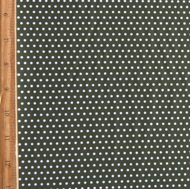 White Pindots on Olive Nylon Spandex Swimsuit Fabric