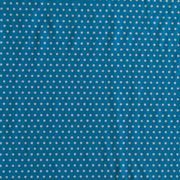 White Pindots on Teal Nylon Spandex Swimsuit Fabric