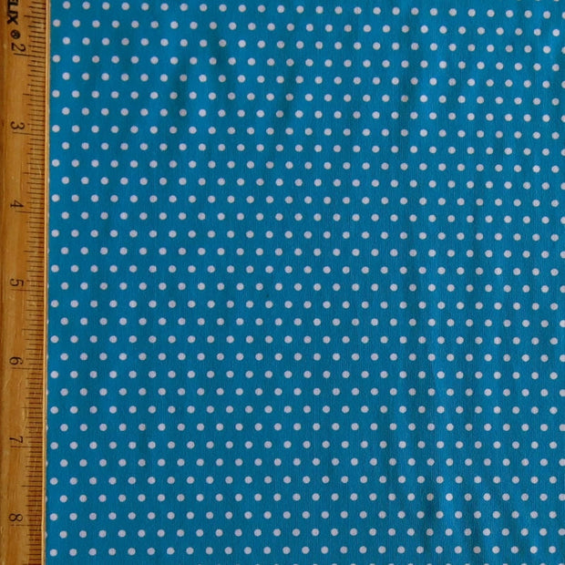 White Pindots on Teal Nylon Spandex Swimsuit Fabric
