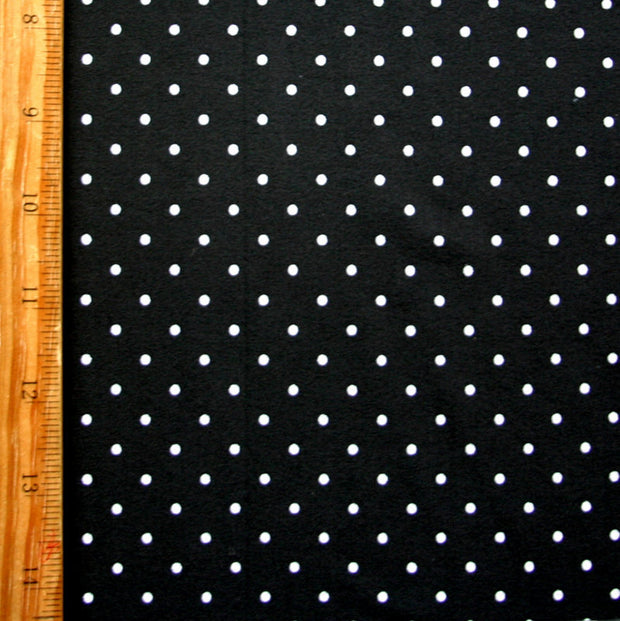 White Pin Dots on Black Nylon Lycra Swimsuit Fabric