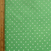 White Pin Dots on Kelly Green Knit Fabric