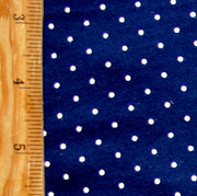 White Pin Dots on Navy Cotton Knit Fabric
