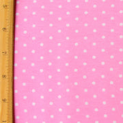 White Pin Dots on Pink Cotton Lycra Knit Fabric - 29" Remnant Piece