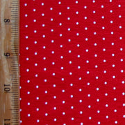 White Pin Dots on Red Cotton Knit Fabric - Seconds - Not Quite Perfect