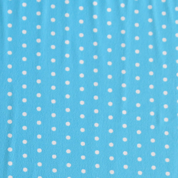 White Pindots on Turquoise Nylon Spandex Swimsuit Fabric