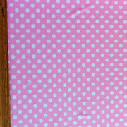 White Polka Dots on Bubblegum Pink Nylon Spandex Swimsuit Fabric