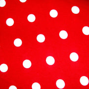 White 1/2" Polka Dots on Red Cotton Lycra Knit Fabric