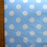 White Polka Dots on Baby Blue Nylon Lycra Swimsuit Fabric