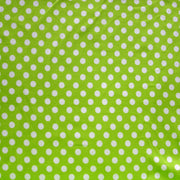 White Polka Dots on Grinch Green Cotton Lycra Knit Fabric