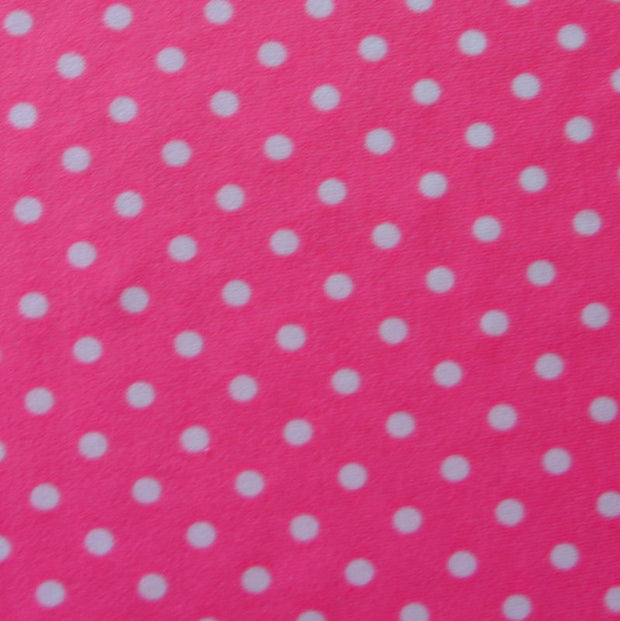 White Polka Dots on Pink Nylon Lycra Swimsuit Fabric by Flaphappy - 27" Remnant Piece