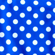 White Polka Dots on Royal Swimsuit Fabric