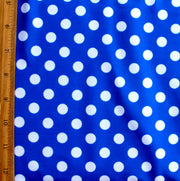White Polka Dots on Royal Swimsuit Fabric