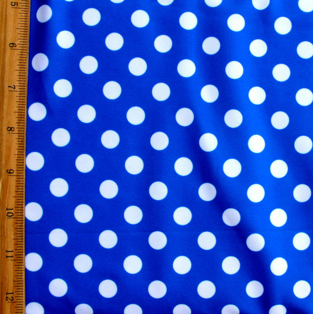 White Polka Dots on Royal Swimsuit Fabric - 2.5 yard piece