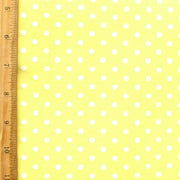White Eraser Polka Dots on Yellow Cotton Lycra Knit Fabric - 32" Remnant Piece