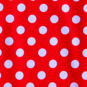 White Polka Dots on Red Swimsuit Fabric