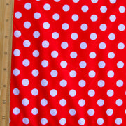 White Polka Dots on Red Swimsuit Fabric